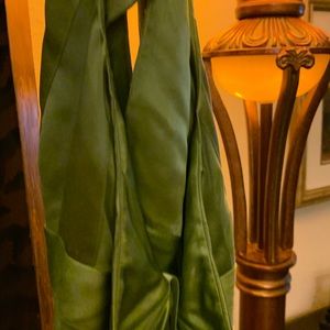Green Halter Silk Dress